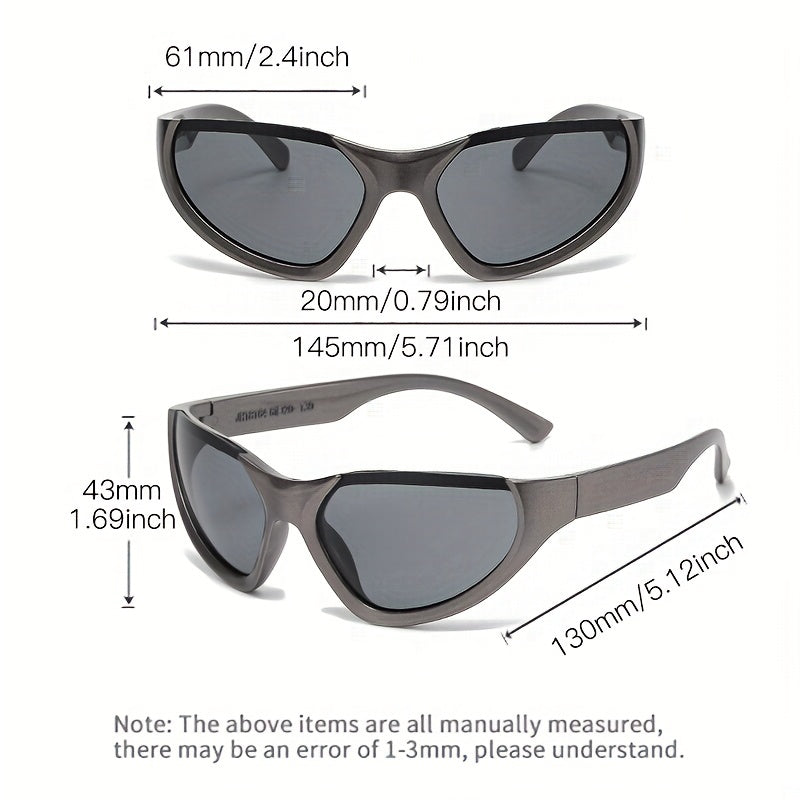 Y2K Wrap Around Sunglasses Futuristic Mirror Lens Glasses UV400