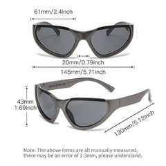 Y2K Wrap Around Sunglasses Futuristic Mirror Lens Glasses UV400