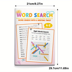Interactive Word Puzzle Book for Kids Ages 6-12 Animals Food Family