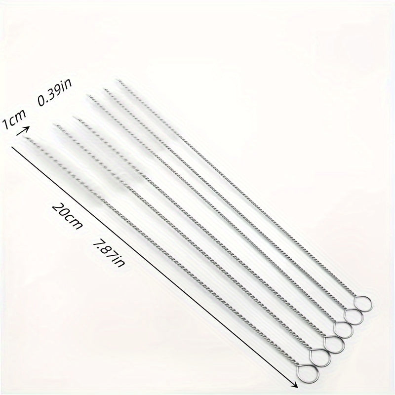 6pcs Stainless Steel Handle Straw Cleaner Brush Set