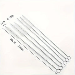 6pcs Stainless Steel Handle Straw Cleaner Brush Set