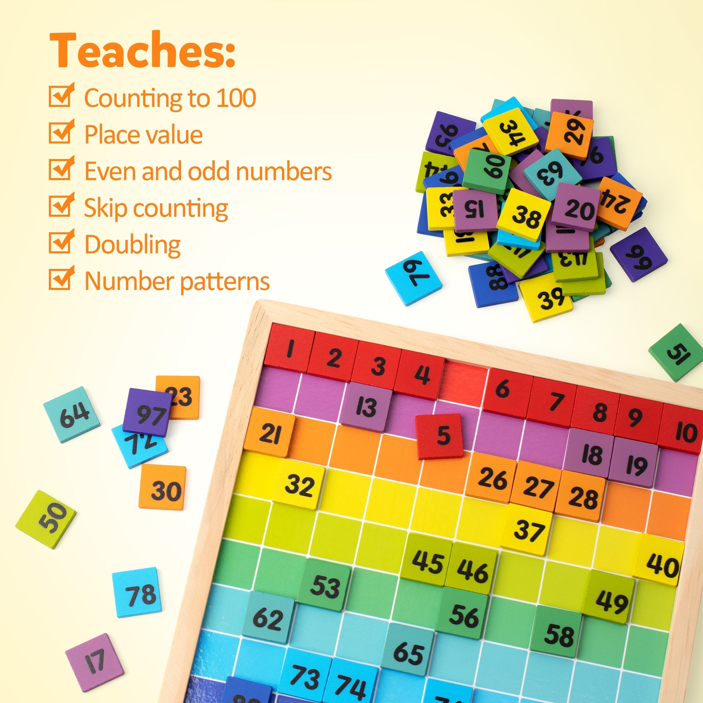 Coogam Wooden Math Hundred Board Game for Kids Ages 3-5