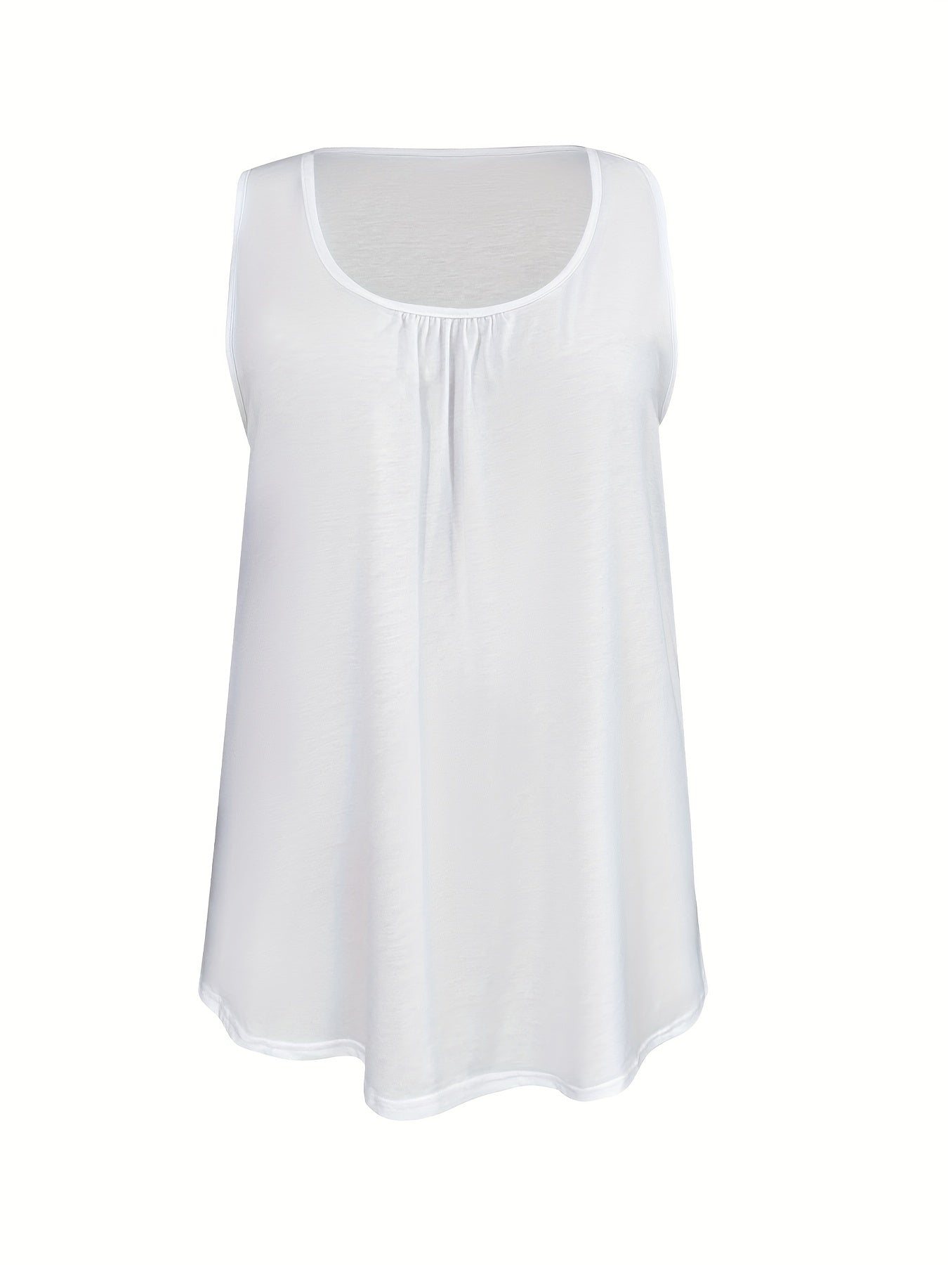  Solid Round Neck Stretch Tank Top