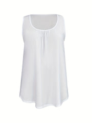  Solid Round Neck Stretch Tank Top