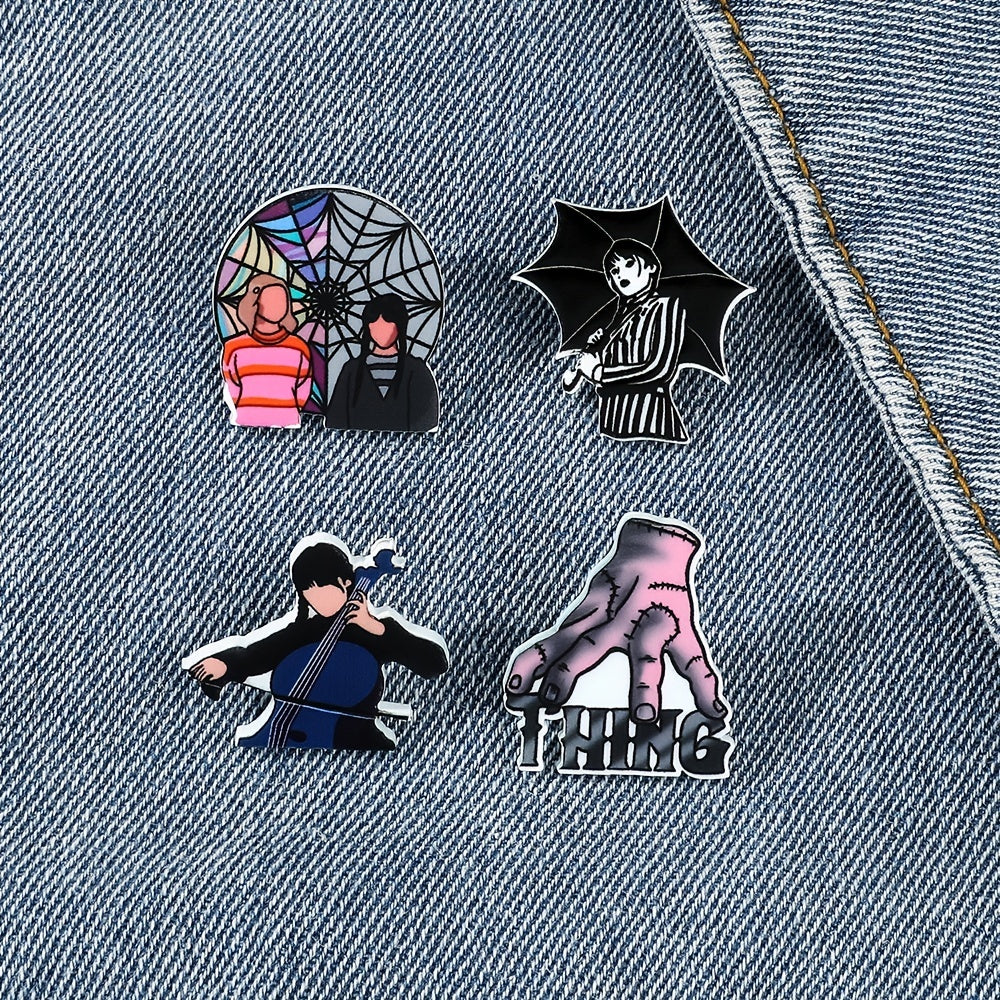 Creative Acrylic Print Brooch Pin for Boys