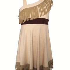 Girls Cotton Tassel Princess Dress Off Shoulder Dress