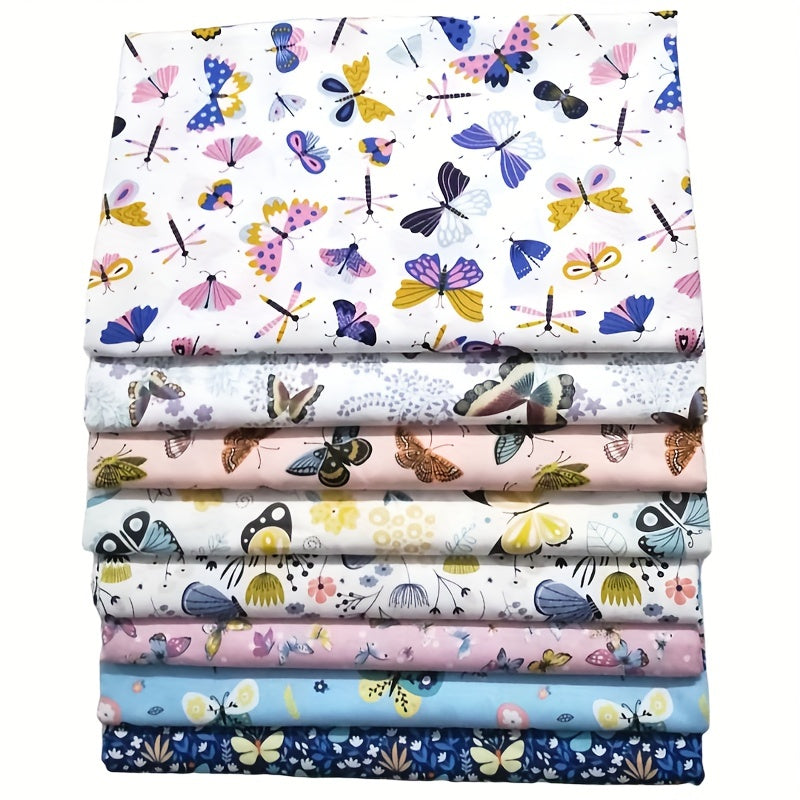 8pcs Cotton Twill Printed Fabric Patchwork Floral Bedding DIY Cloth