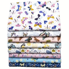 8pcs Cotton Twill Printed Fabric Patchwork Floral Bedding DIY Cloth