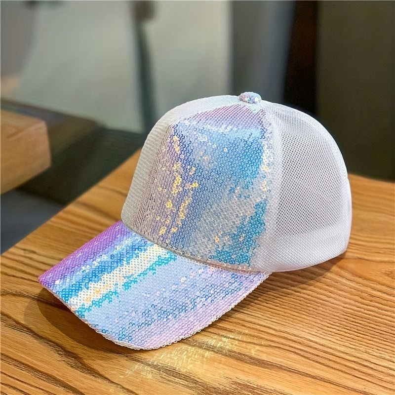 Sequin Sparkly Baseball Cap Y2K Couple Sports Hat Breathable Trucker Hat
