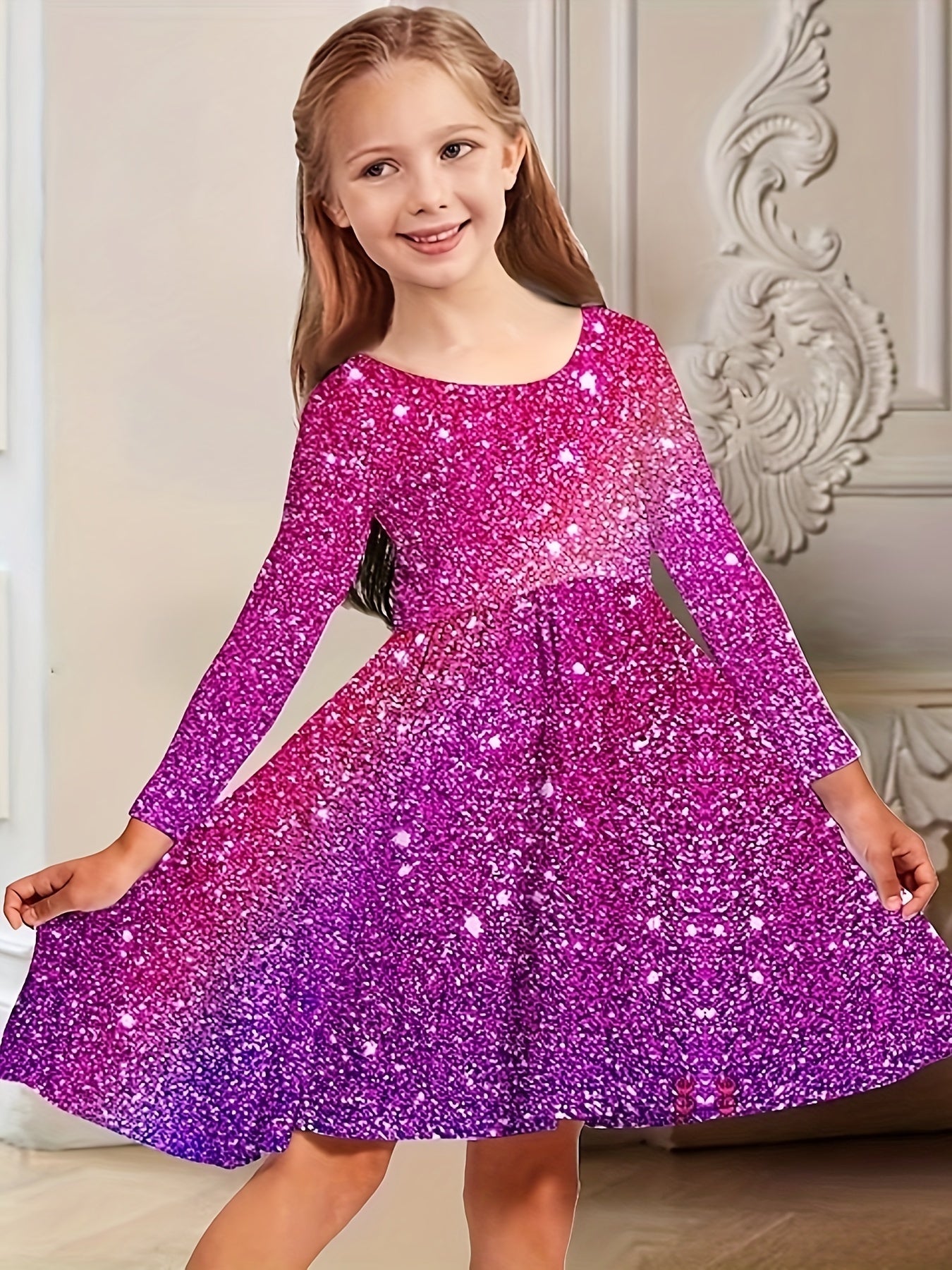 Long Sleeve Christmas Dress Girls Sweet Dresses Kids Gift