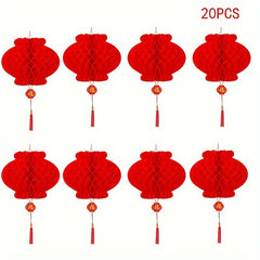 Chinese Year Thick Plastic Paper Lanterns Honeycomb Lanterns Folding Lanterns