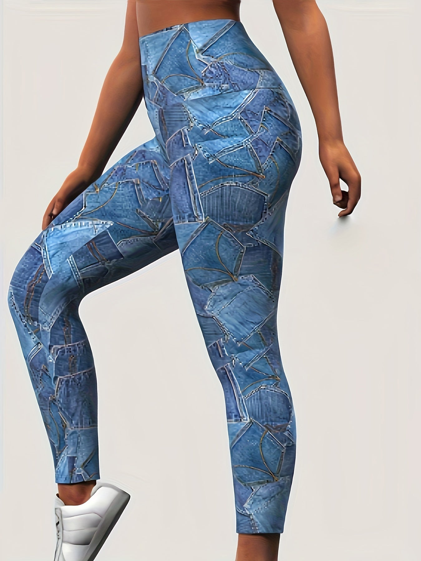  Denim Print High Waisted Skinny Leggings