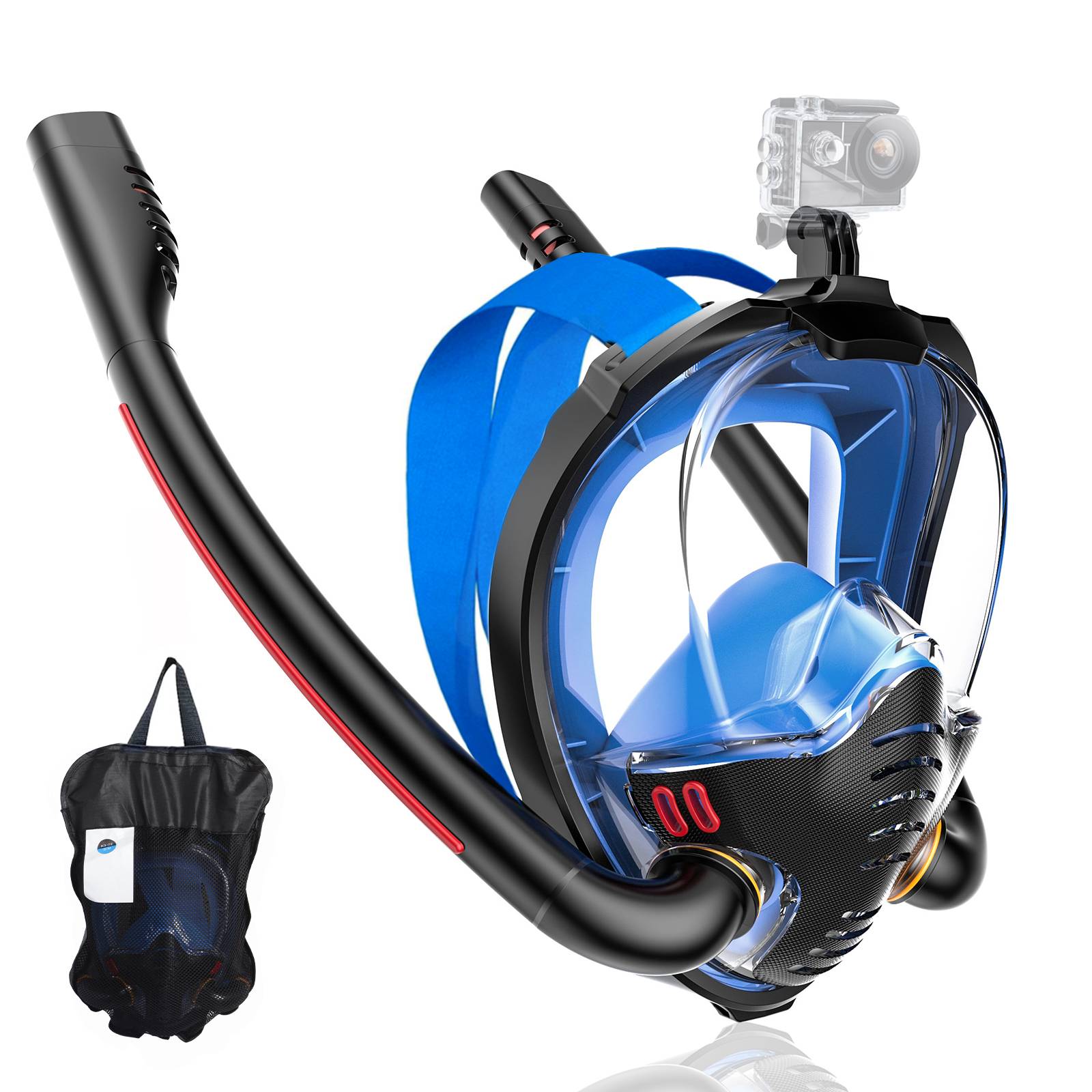 Full Face Snorkel Mask Double Tube Set Snorkeling Gear for Adults Youth Kids