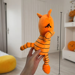 Cute Orange Cartoon Kitty Plush Toy Stuffed Animal with Stripes & Muzzle