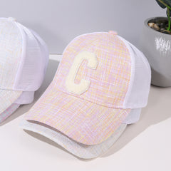 C Letter Peaked Hat Women Summer Shade Breathable Mesh Hat