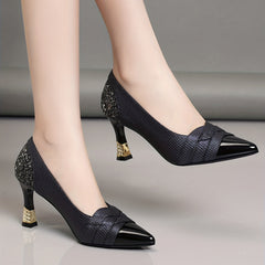 Women's Pointed Toe Stiletto Heels Faux Leather Pumps