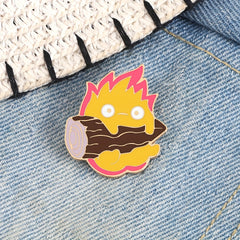 Fire Demon Enamel Brooch Magic Fire Elf Firewood Anime Stuff Badges