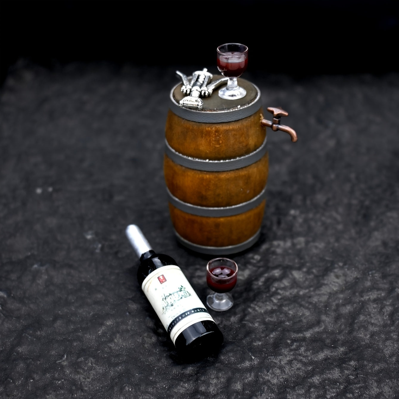 Micro Wine Scene Ornament Micro Oak Barrel Dollhouse Accessories