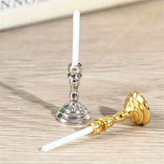 Dollhouse Candlestick Ornaments Scene Props Cabin Decor