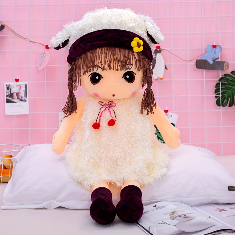 15in Plush Doll with Hat Soft Stuffed Toy for Girls - Home Decor Mix