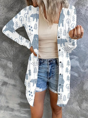  Christmas Casual Cardigan Women's Plus Graphic Print Long Sleeve