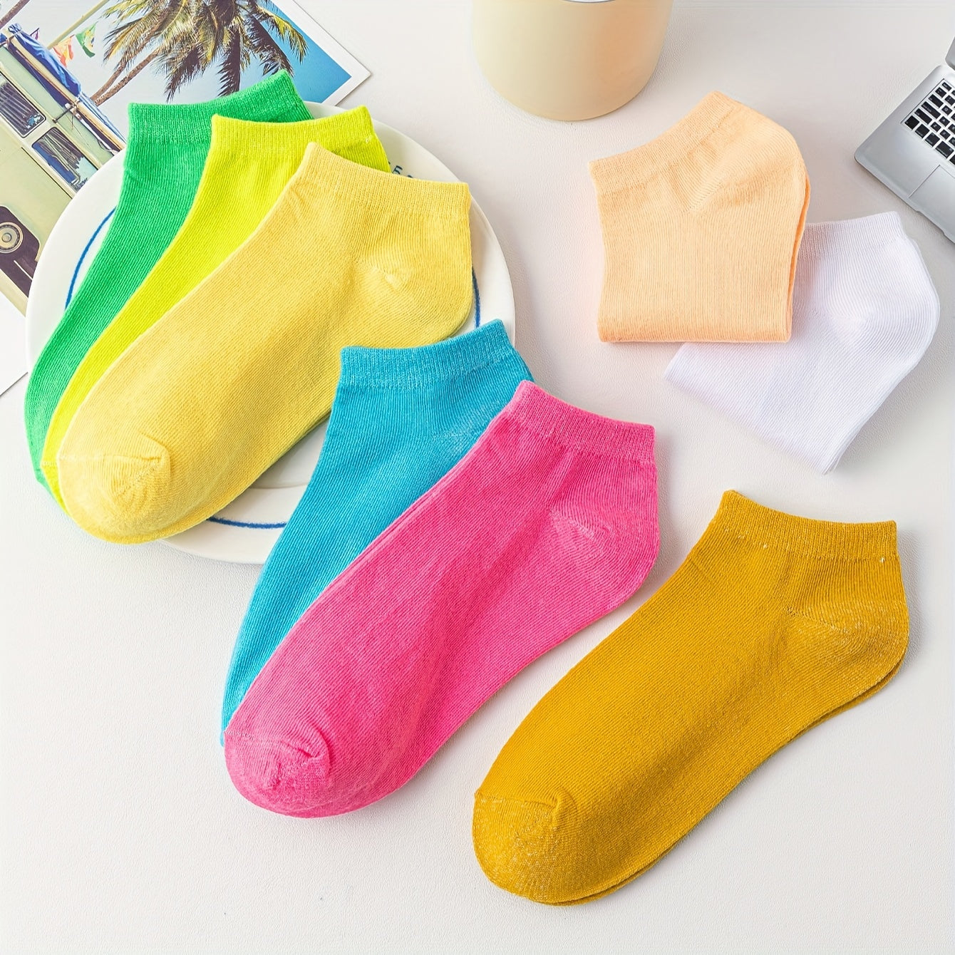 8 Pairs Solid Ankle Socks Soft & Comfy Women's Stockings