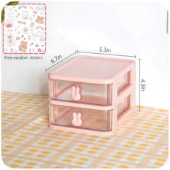 Rabbit Desktop Storage Box Transparent Drawer Desk Mini Storage