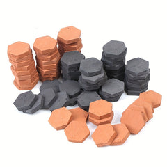40pcs 1:16 Scale Red Brick Hexagons for Dollhouses Light Gray & Terracotta