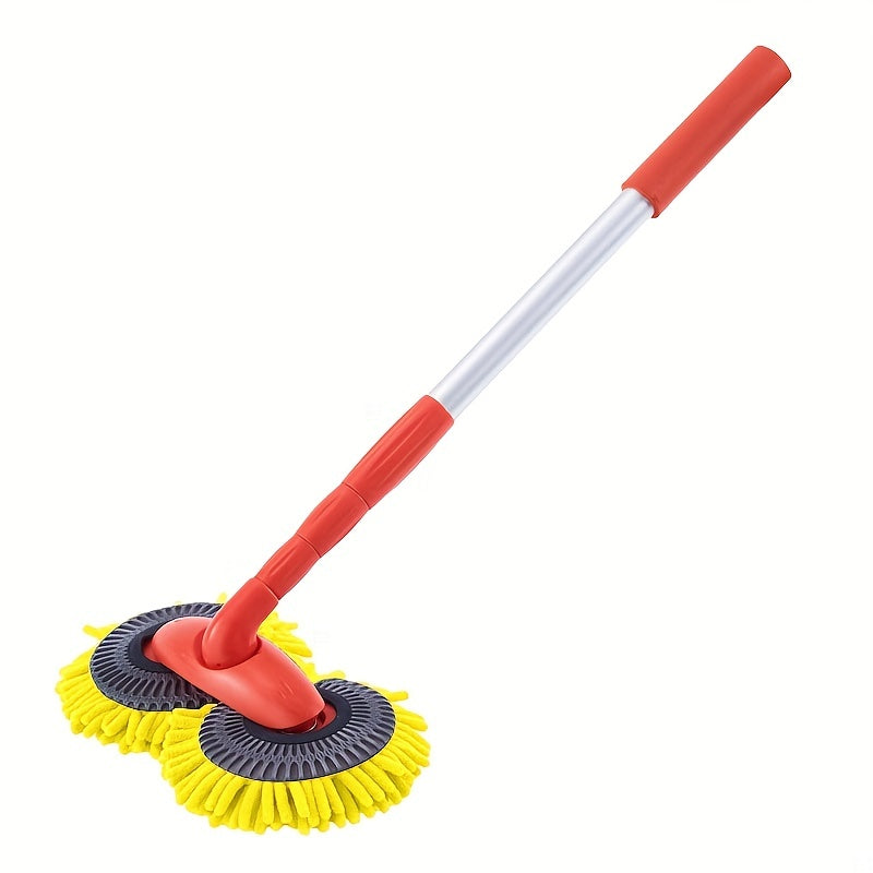 Car Rotating Car Wash Mop Retractable Soft Brush Dual Head Cleaning