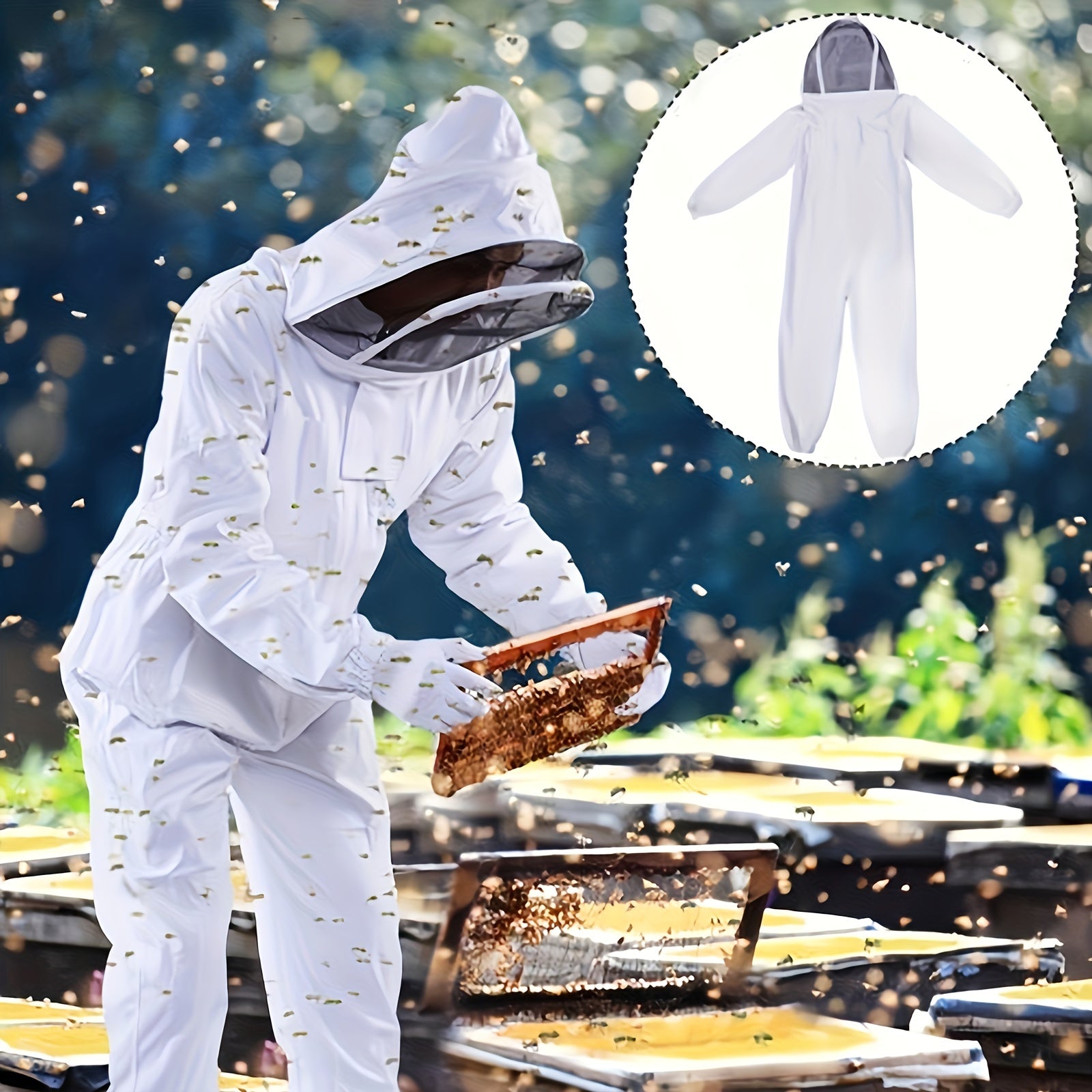 Ventilated Beekeeping Suit with Veil Hood - Stay Safe While Beekeeping
