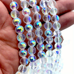 8mm Round Glass Beads AB Colour Faceted Crystal Spacer Beads Assortments