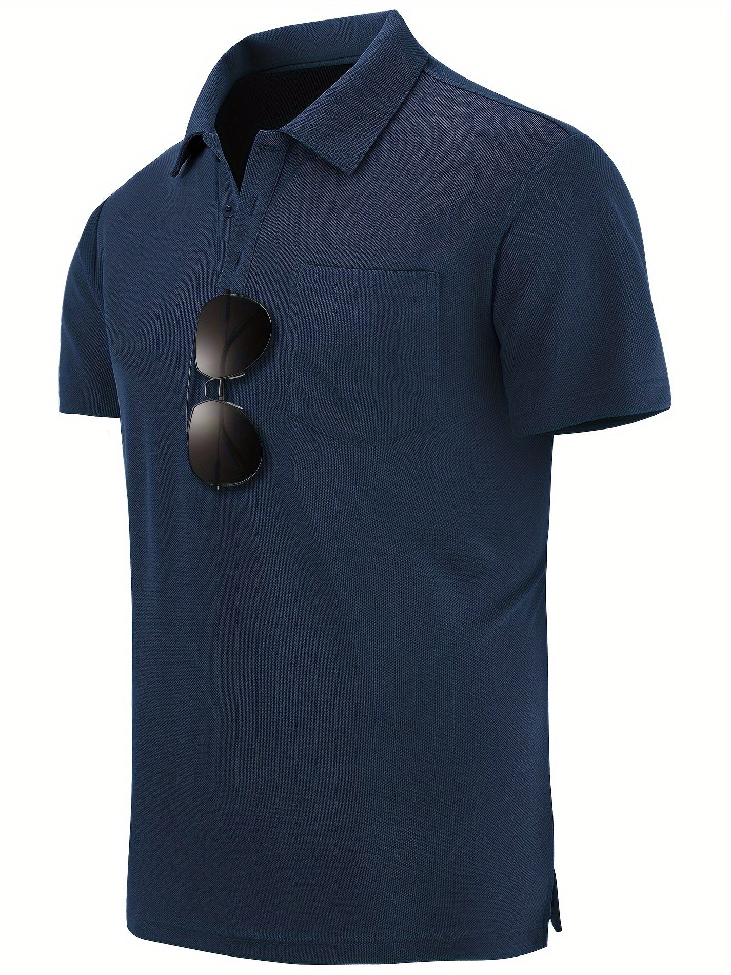 Men's Casual Solid Lapel 1 4 Button Short Sleeve Shirt