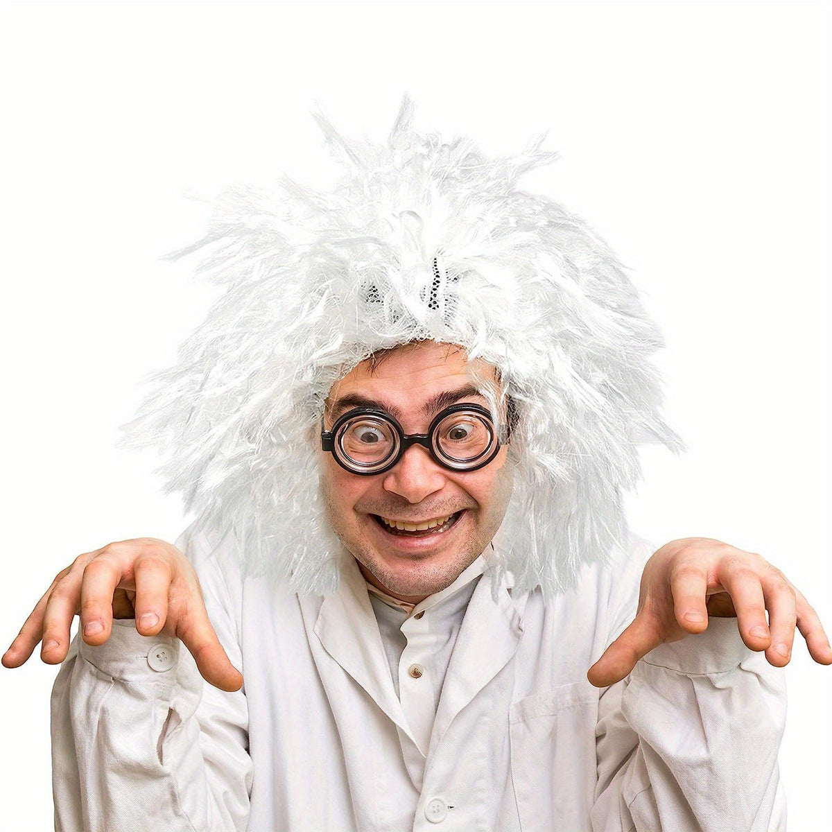 Mad Scientist Costume Wig Grey Long Wizard Wig And Beard