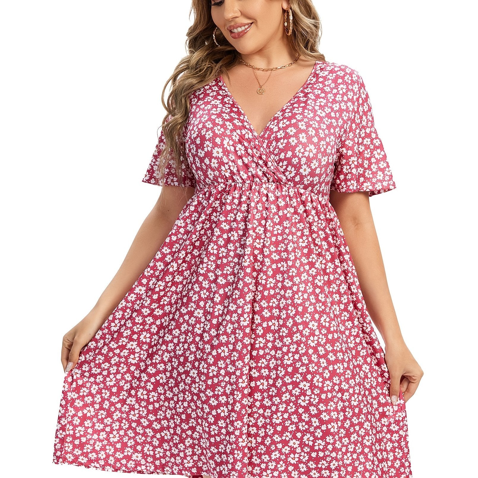  Women's Ditsy Floral Print Dress