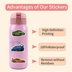 61-Piece JDM Car Stickers - Waterproof for Laptops, Phones