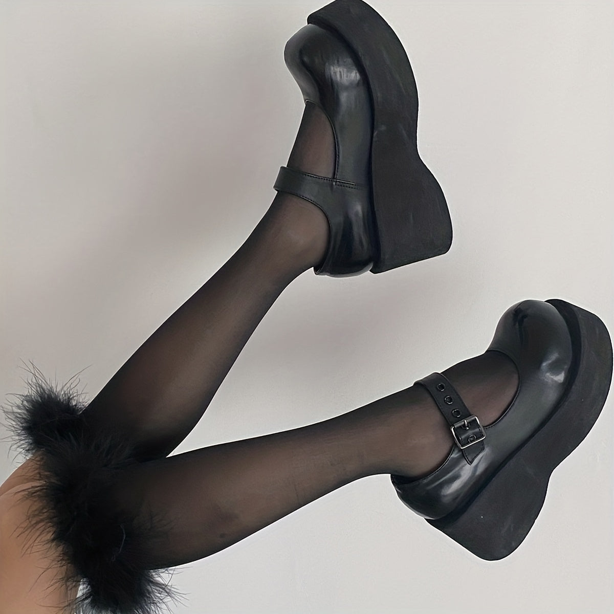Fuzzy Trim Calf Socks All-match Knee High Stockings