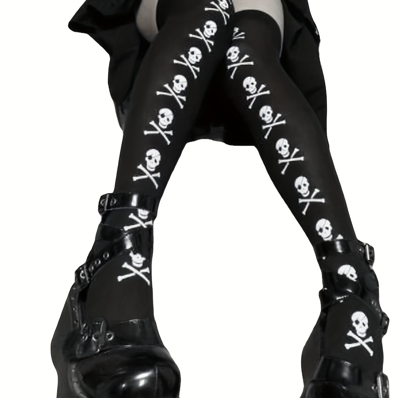 Skull Print Thigh High Socks Halloween Over The Knee Stockings