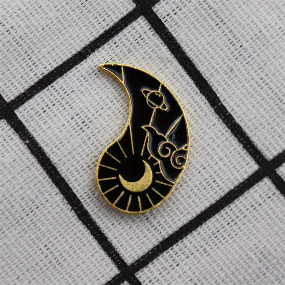 Sun Moon Enamel Brooch for Men Clothing