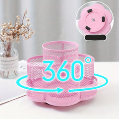 Metal Rotating Pen Holder Makeup Brush Storage Desktop Organizer