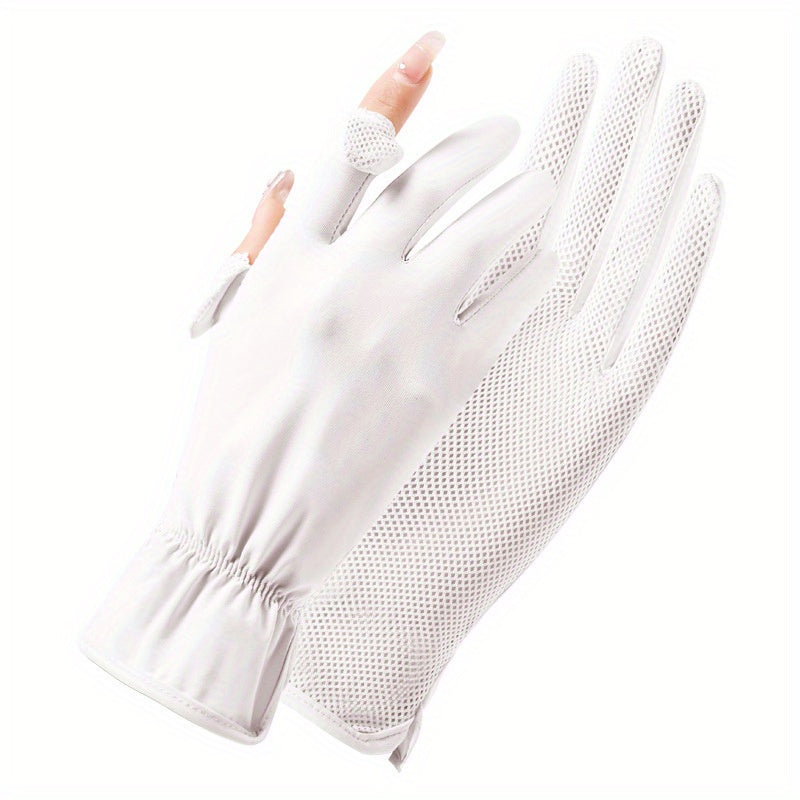 Ice Silk Sunscreen Gloves for Women