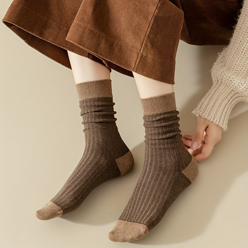 Colorblock Crew Socks Soft Mid Tube Women's Stockings
