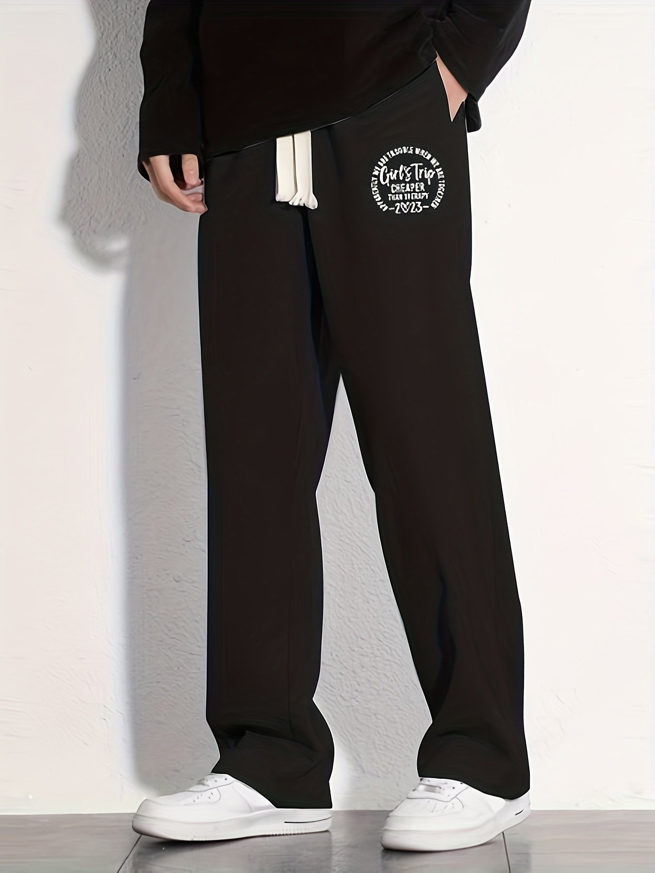 Men's Casual Loose Fit Cotton Sweatpants with Drawstring