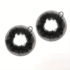 2PCS Stretchable Bun Tie Nets Elastic Hair Rope For Dancers Bun Holder