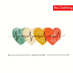 Small Size Cole's Heat Transfer Mixed Heartbeat Print Easy Ironing Washable