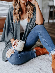  Solid Waffle Pattern Cardigan
