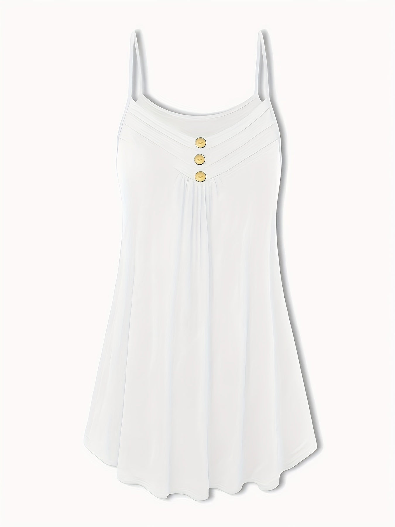  Ribbed Button Round Neck Cami Top