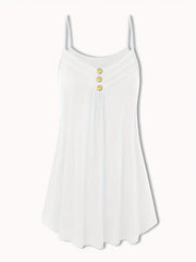  Ribbed Button Round Neck Cami Top