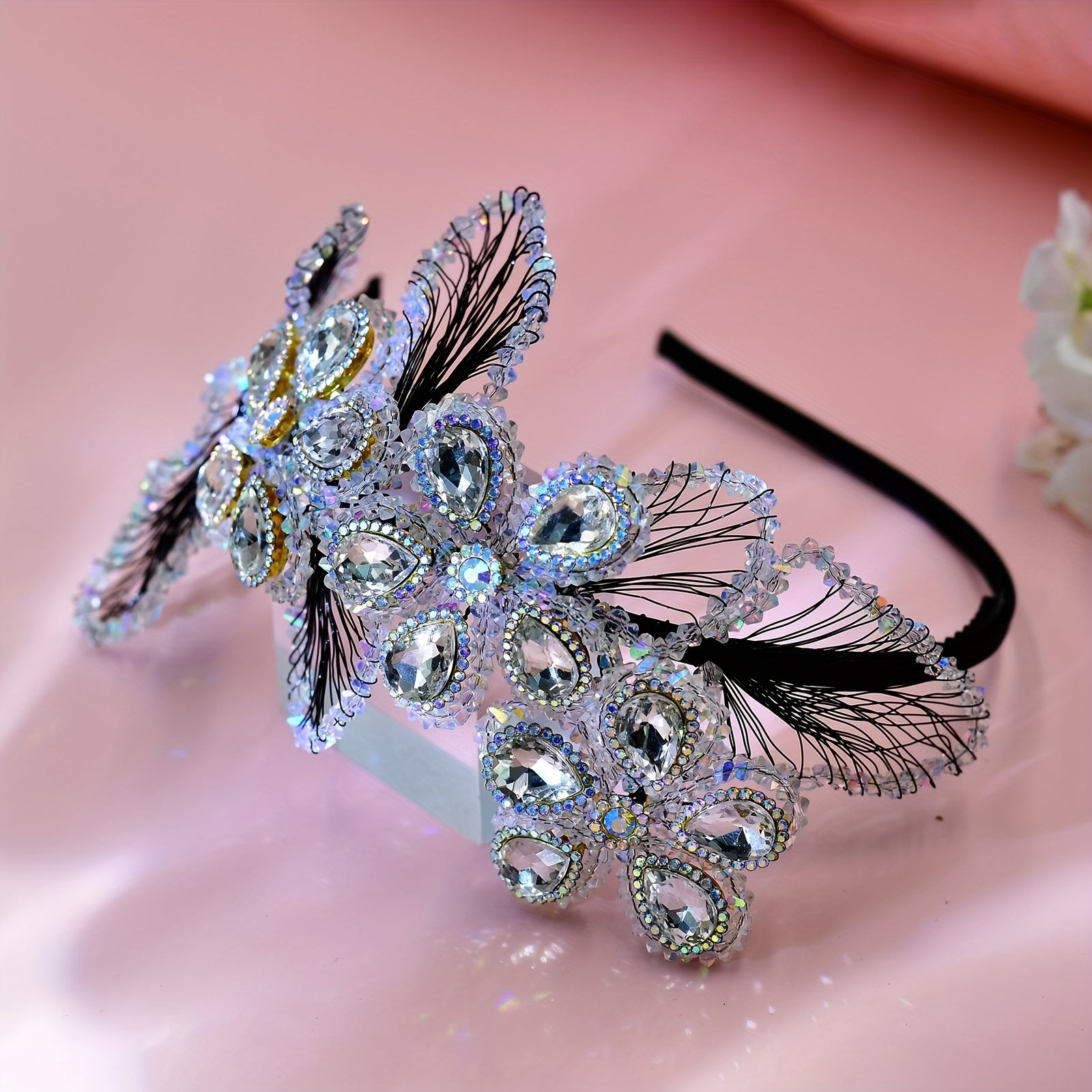 Vintage Floral Bridal Headpiece with Crystals