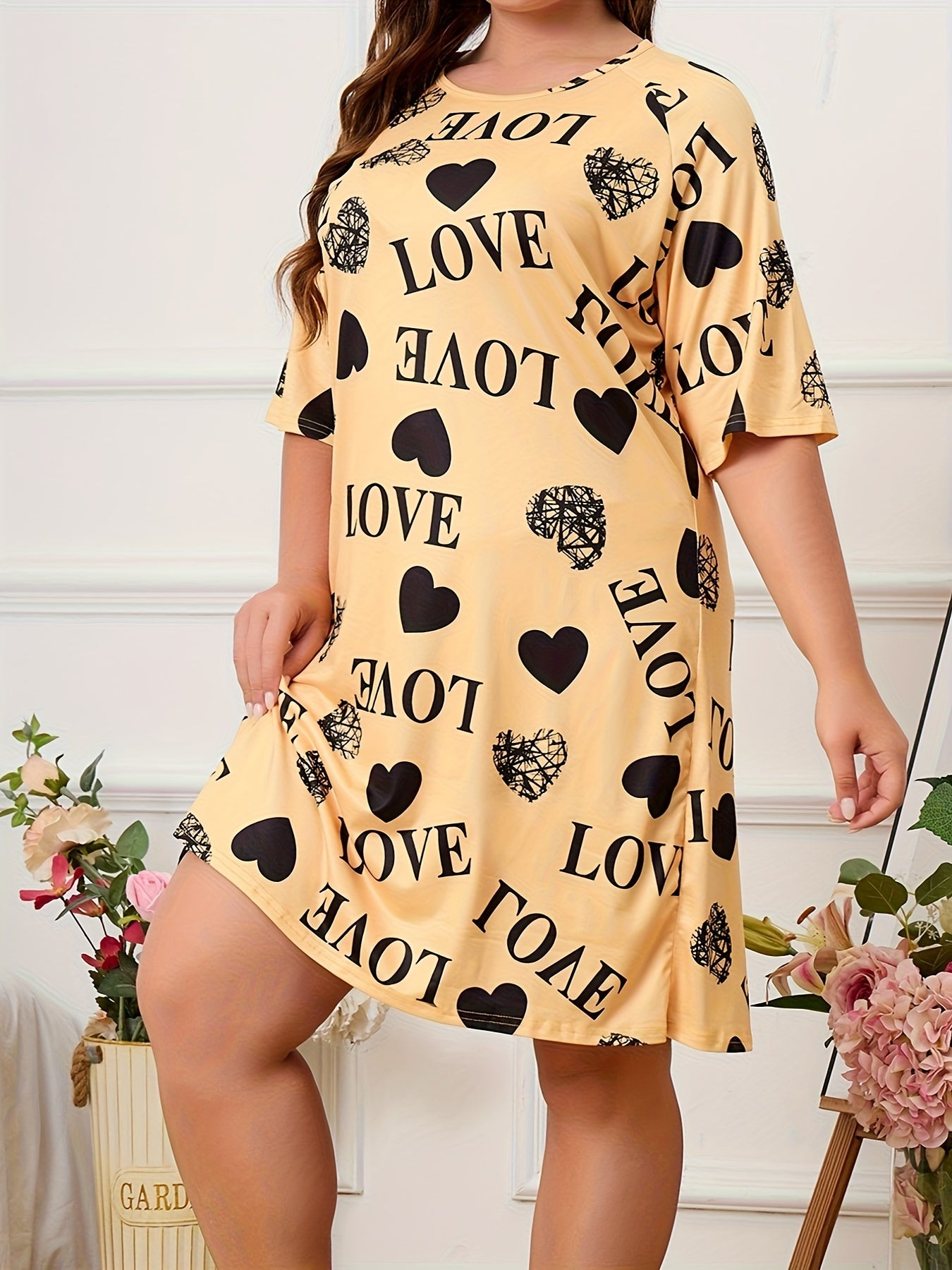  Heart & Letter Print Nightshirt