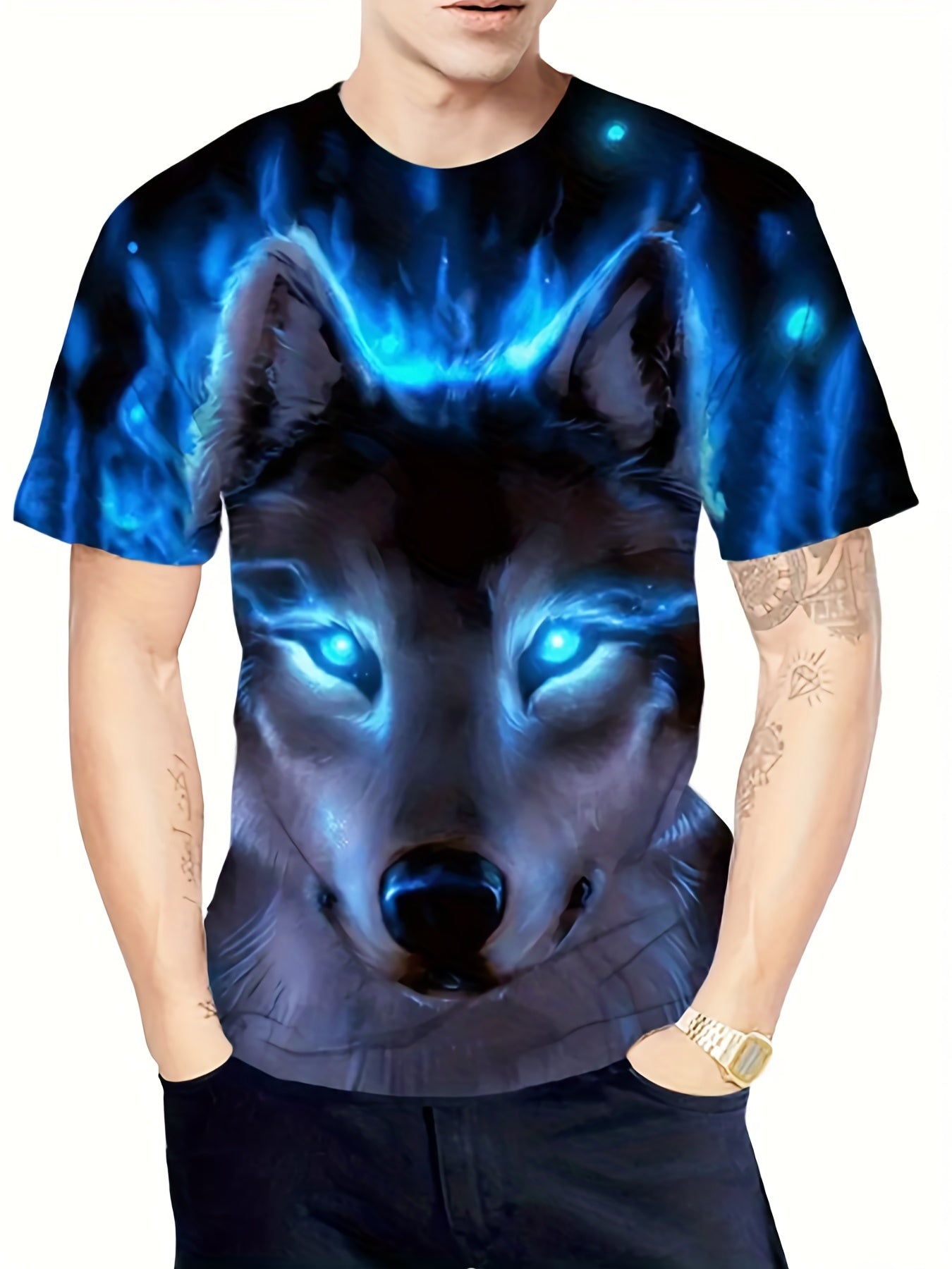 Men's 3D Pattern Print Graphic Crew Neck Active T-shirt